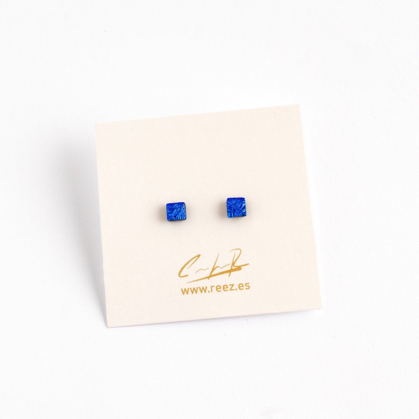 Pendientes Mini-Mini craquelados Azul