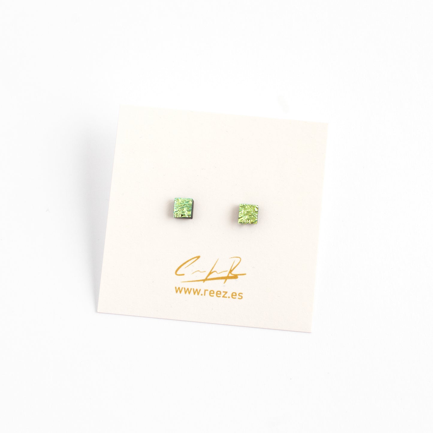 Pendientes Mini-Mini craquelados Verde limón