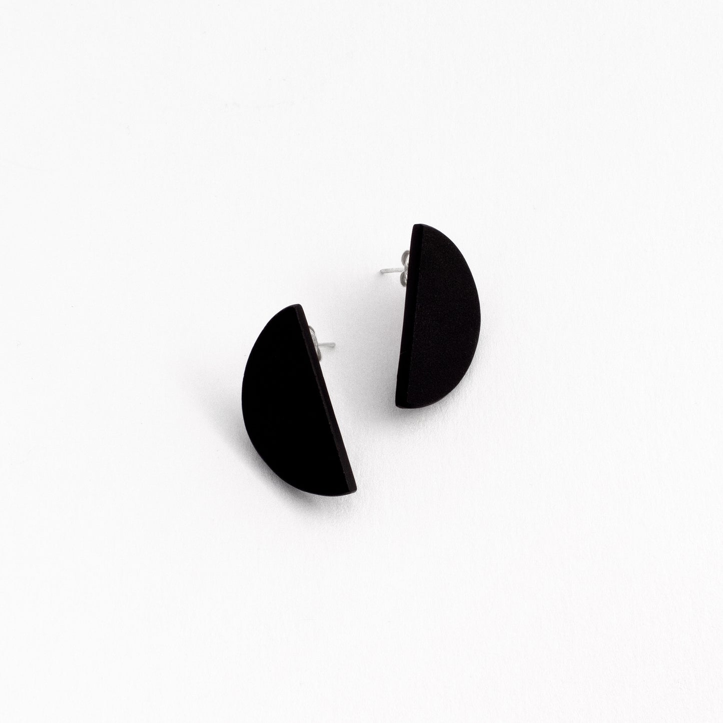 Small Moon Earrings / Matt Black