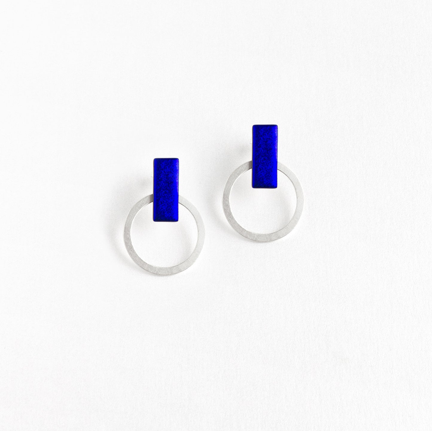 Dichroic Blue Circle Earrings