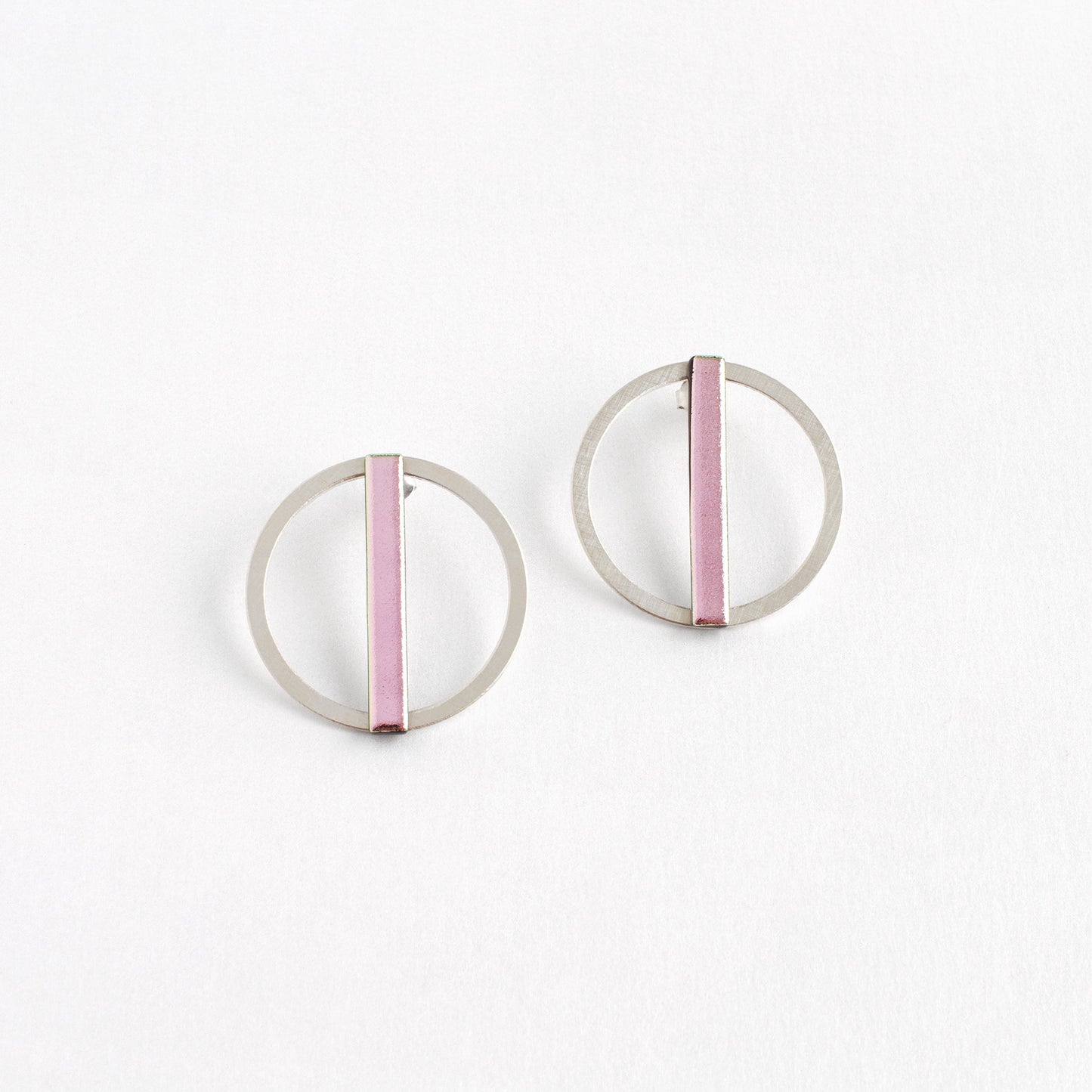 Dichroic Pink Circle Earrings