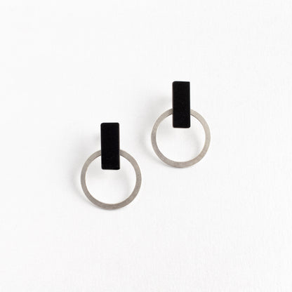 Circle Earrings + Matt Black Glass