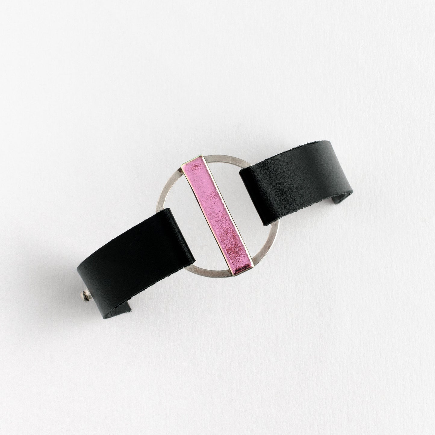 Ring Bracelet + Green-Pink Dichroic Glass