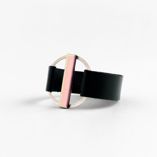 Ring Bracelet + Green-Pink Dichroic Glass