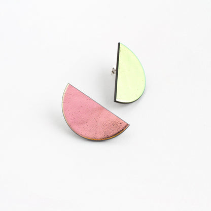 Small Dichroic Pink Moon Earrings