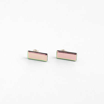 Dichroic Pink Rectangular Earrings
