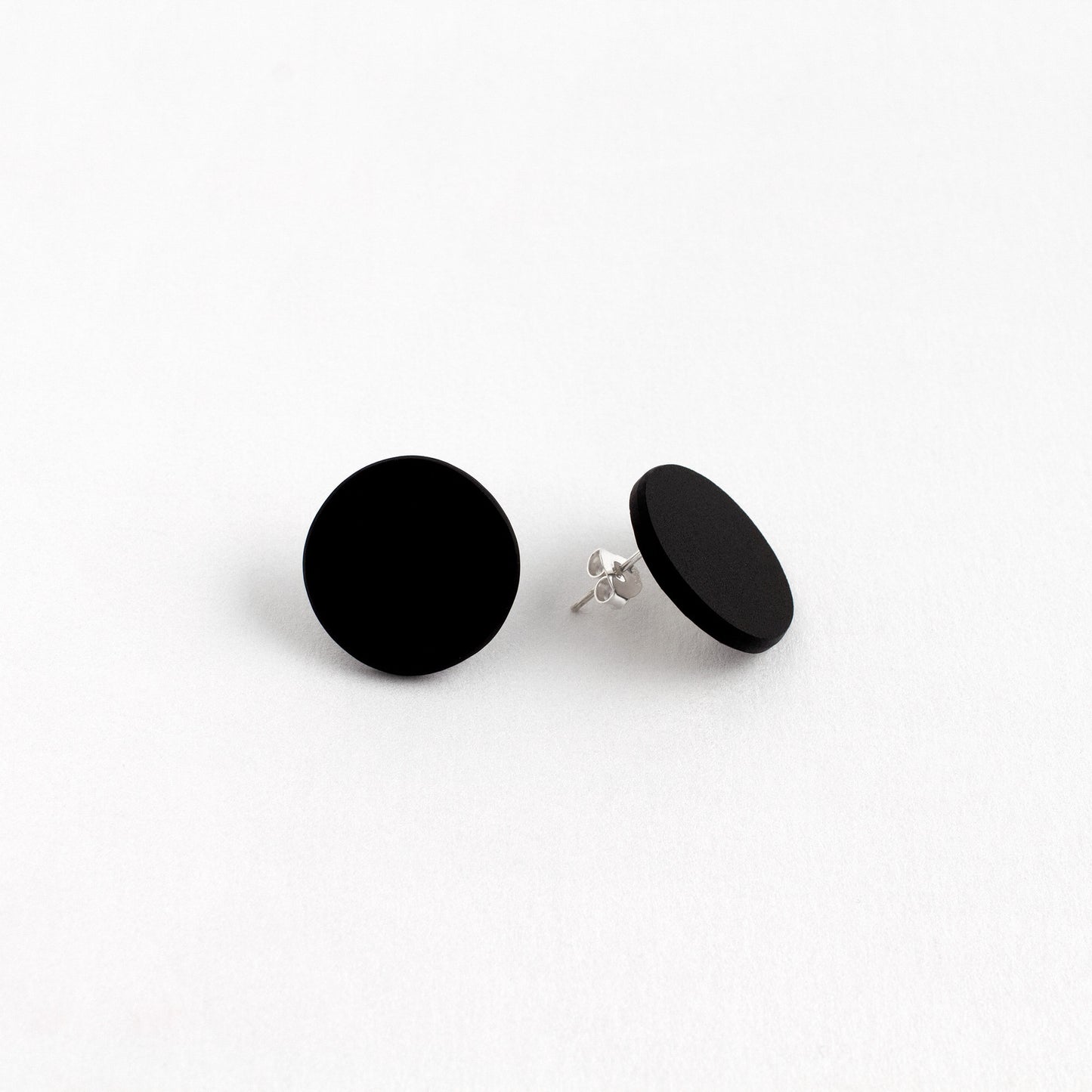 Small Matt Black Circle Earrings